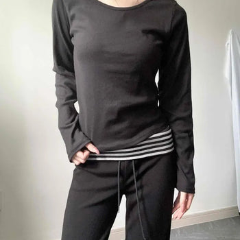 *100% Cotton* Rodem Daily Cotton Round Long Sleeve T-shirt