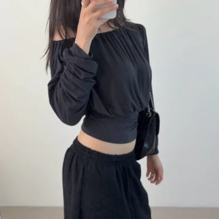 shirred off-shoulder top