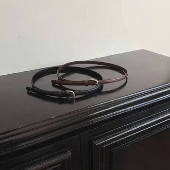 Potion Cowhide Matte Silver Buckle Belt Waistband