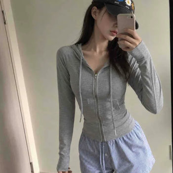 Slim Fit Long Sleeve Polyester Zip-Up Hoodie