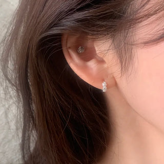 (Silver 925) Mini Rose One-Touch Earrings Silver Post Rose Ring Earrings