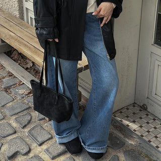 Blooming Hip Pocket Wide Denim Pants