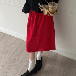Mons Suede Elastic Midi Skirt