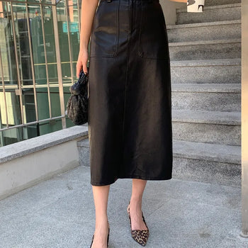 Kepa Leather Pocket Long Skirt