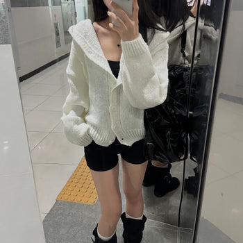[Cool and fluffy..] Mellow Mohair Hooded Cardigan