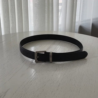 Number Leather Cowhide Bold Matte Silver Square Belt Waistband