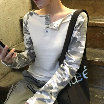 Camo Henley Raglan T-shirt 2 colors