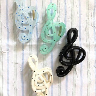 (4 colors) Dot Melody Claw Clip Updo Musical Note Polka Dot Hair Clip Half-Up Mint Hair Pin Large Hair Pin