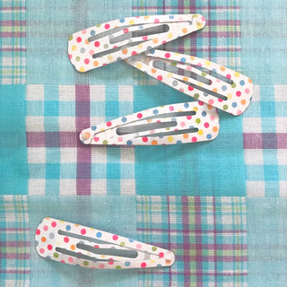 (2 pcs) Kitsch Dot Triangle Snap Clip White Polka Dot Hair Clip Side Hair Clip Bangs Clip