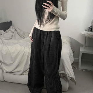 Fleece Stripe Brushed Tracksuit Wide Long Pants