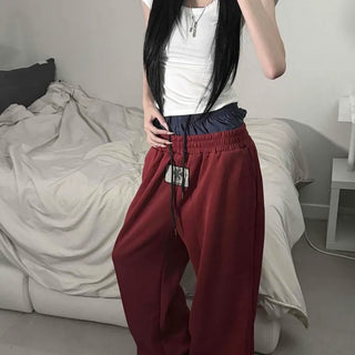 Training Ferrari Line Sagging Loose Fit High-Waisted Elastic Layered Set Long Pants