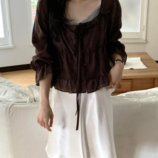 Chiffon Frill Puff Blouse