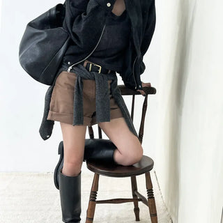 High-neck blouson wool jacket