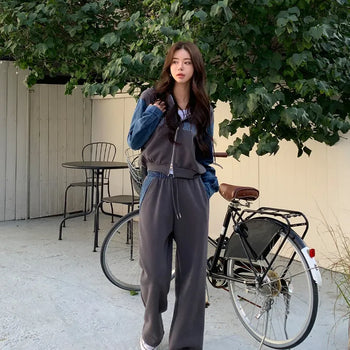 Supple Denim Zip-up Hoodie & Pants Set