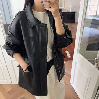 Ego Leather Half Oversized Boxy Fit Jacket