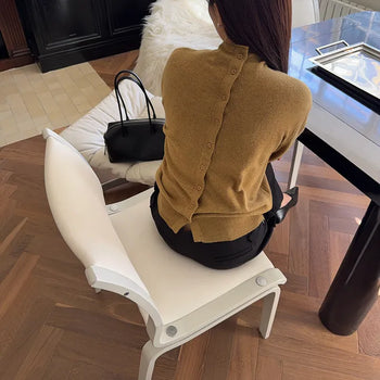 Alto High-Neck Turtleneck Two-Way Wool Knit Long-Sleeve Cardigan for Transitional Season