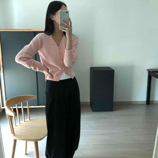 Raglan V-Neck Pendant Loose Fit Knit Cardigan