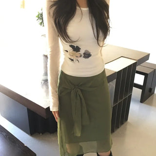 Floral Tencel See-through Layered Tee