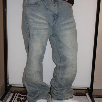 Leather Stitch Flare Denim