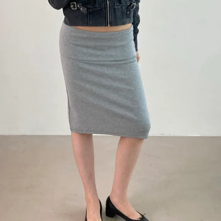 foldover jersey midi skirt
