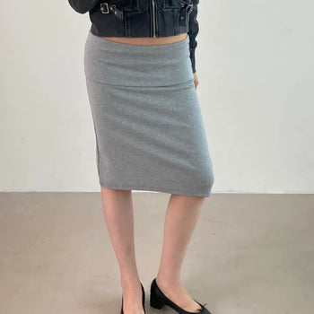 foldover jersey midi skirt