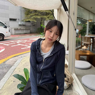 Slim Fit Cinched Waist Knit Zip-Up Hoodie