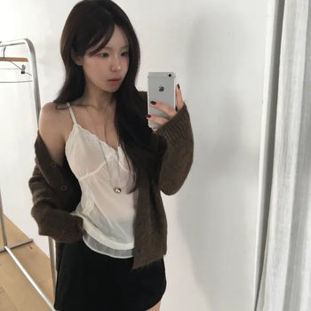 *Thick and fluffy💭* Aren V-neck Thick Knit Cardigan