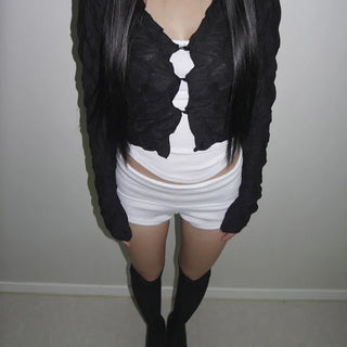 curved crop cardigan