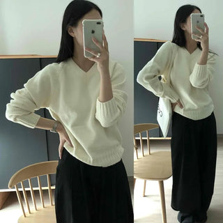 Angora V-neck Loose Fit Knit