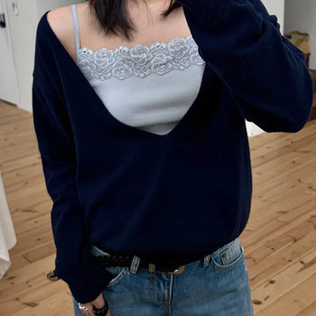 Plunge Deep V-Neck Wool Knit