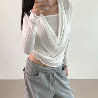 cowl neck long sleeve tee