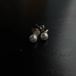 mini cube pearl earrings