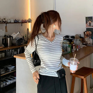 Luisa Striped V-neck Knit
