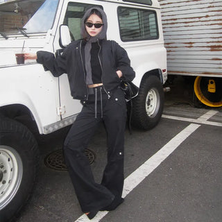 Rib Band Multi-Pocket Bootcut Pants