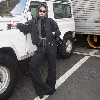 Rib Band Multi-Pocket Bootcut Pants