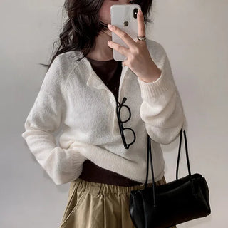 Sorbet Henley Neck Wool Knit Layered Button Knit Loose Fit Oversized Delicate Fit Long Sleeve Knit Autumn