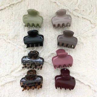 (8 Colors) Autumn Mini Square Claw Clip Autumn Glossy Hair Clip Half-Up Hair Pin