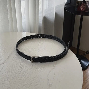 Tempo Twisted Leather Matte Silver Belt Waistband