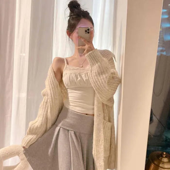 Nuave Folding Waist Asymmetrical Flare Midi Skirt