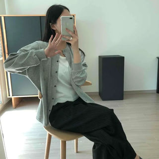 Round Neck Boxy Button Knit Cardigan
