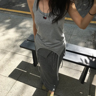 Halter layered tank top