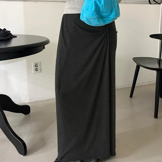 Pinch Two-Way Layering Low Maxi Skirt