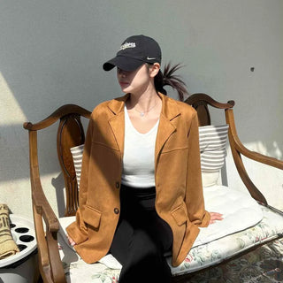 Suede Blazer Stand Fit Cut-Line Pocket Outerwear