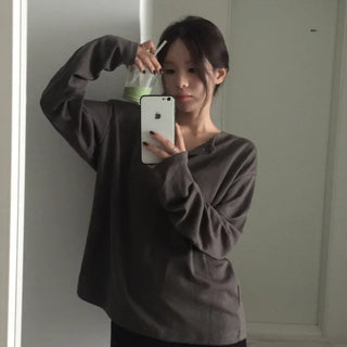 unisex* Mine Henley Neck Loose Fit Long Sleeve T-shirt