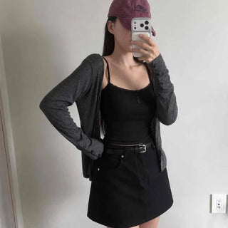High-waisted A-line Skirt Pants Cotton Denim Mini Skirt