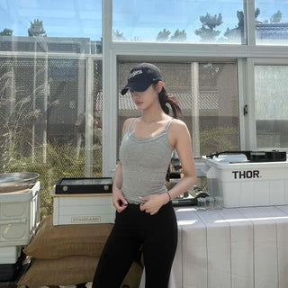 V-Neck Lace Semi-Crop Slim Fit Sleeveless
