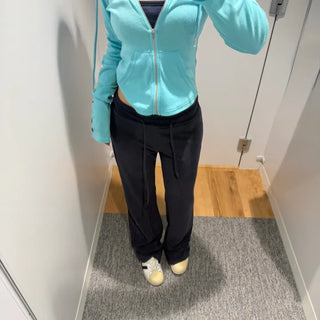Y2K Daily Item) Velvet Bootcut Tracksuit