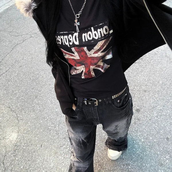 Y2K Simon Rock Chic Grunge Long Sleeve Tee