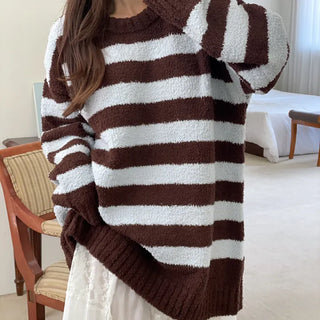 Cozy striped loose-fit long knit