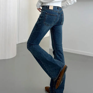 Hip pads, hip-up correction, slim long bootcut denim pants